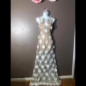 Floral white and Gold Dress gown